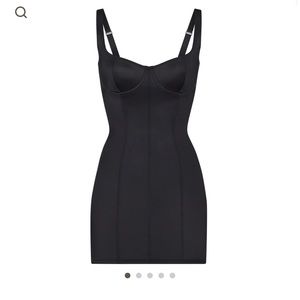 Skims stretch satin dress in onyx